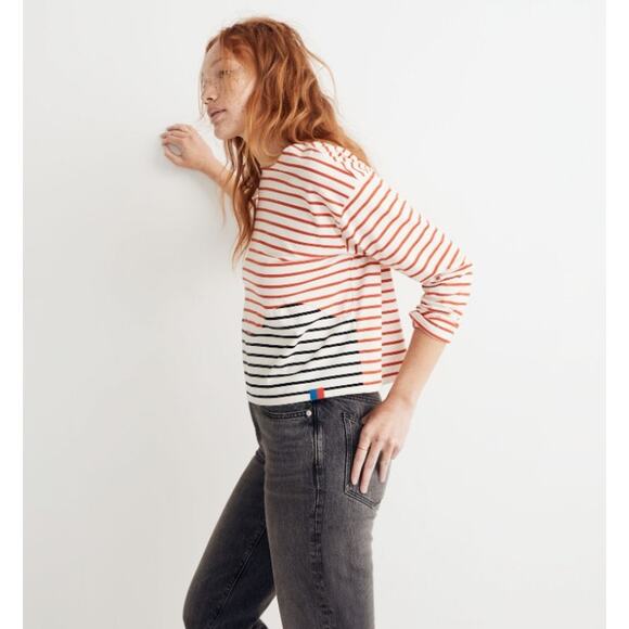 Kule Wavemade Stripe Organic Cotton Long Sleeve Tee Poppy, S - Picture 3 of 12